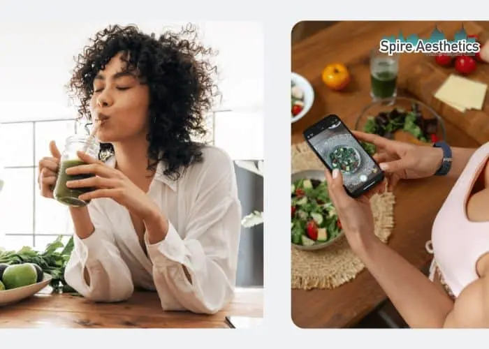 Image of woman looking into her diet and fat freezing Leicestershire to improve her health